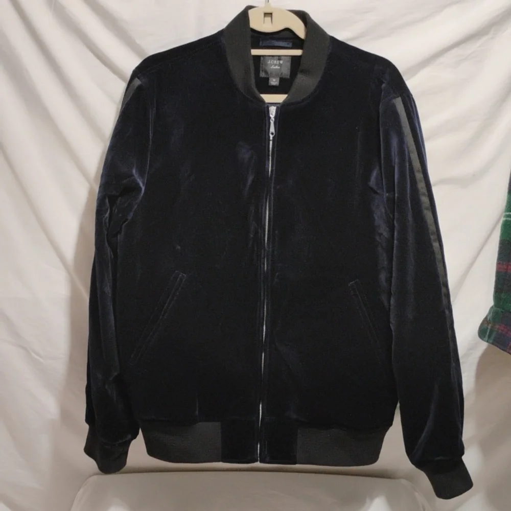 (BX24) J. Crew Ludlow Velvet Full Zip Up Bomber Jacket Sz.M Like New Uni